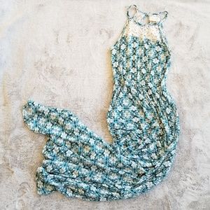 NWOT Blue-Green Floral Maxi Dress
